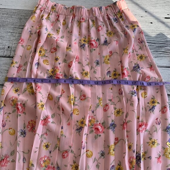 Vintage Susan Bristol Pleated Floral Chiffon Midi Skirt - Picture 10 of 11